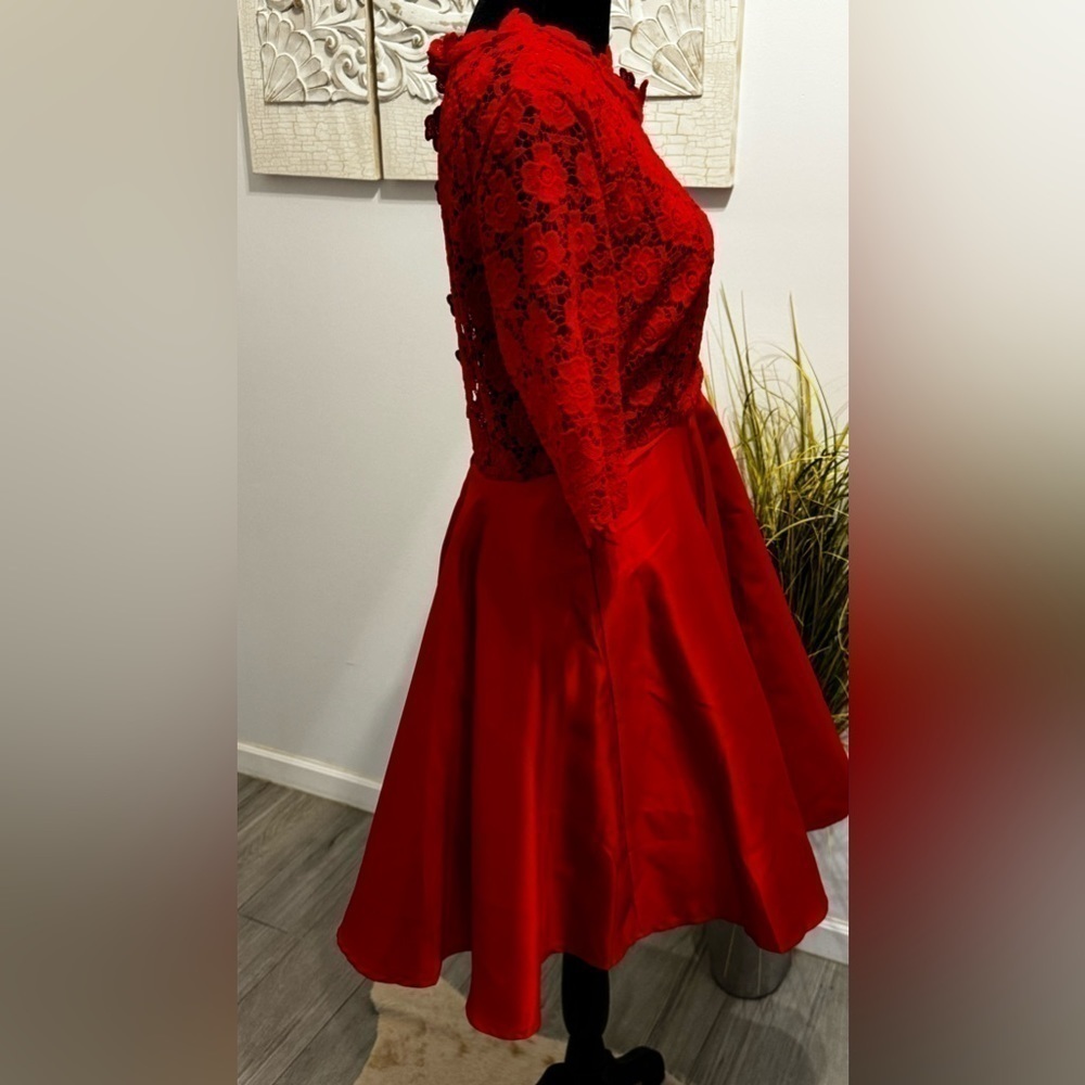 Red Lace and Satin Dress - Picture 11 of 12
